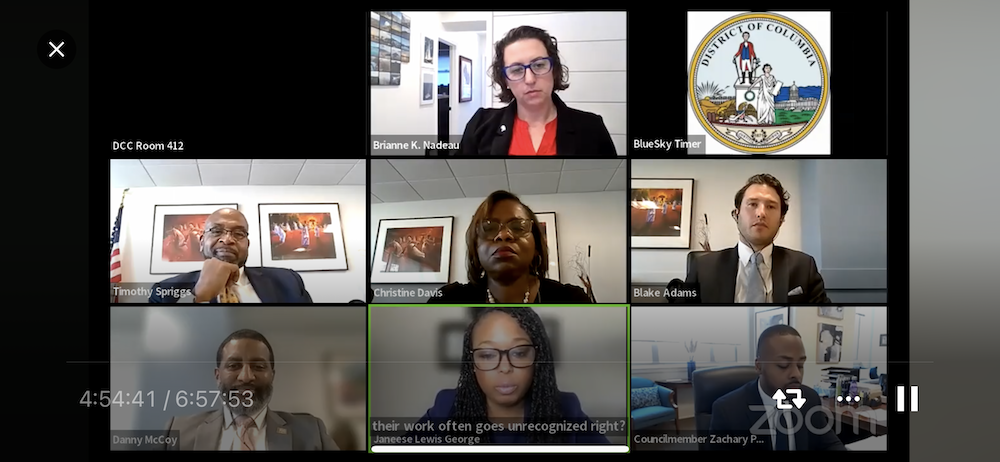 Screenshot of a public oversight hearing of the Committee on Public Works and Operations.