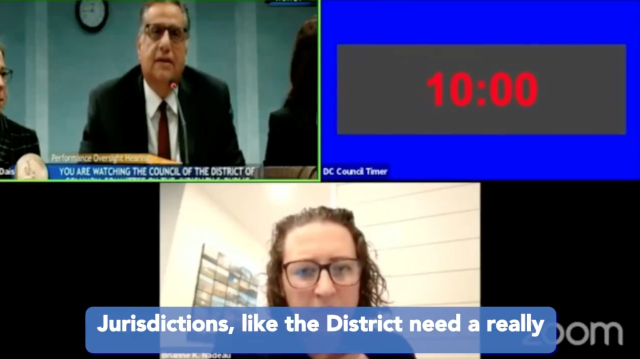 Screenshot from online meeting of the Committee on Public Works & Operations with Director Diaz and Councilmember Nadeau