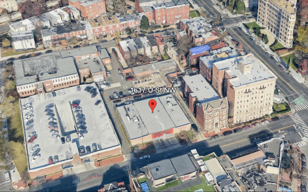Google Earth image of 1617 U Street NW