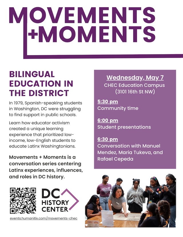 Flyer for DC History event Movements + Moments