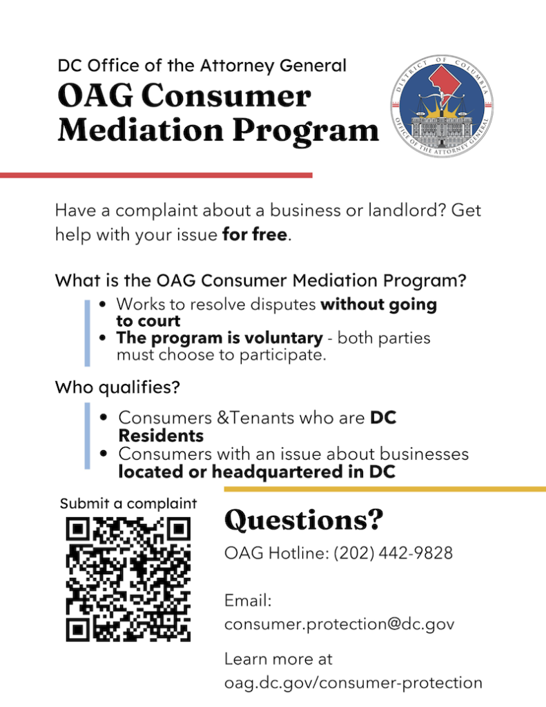 OAG Consumer Mediation Program flyer