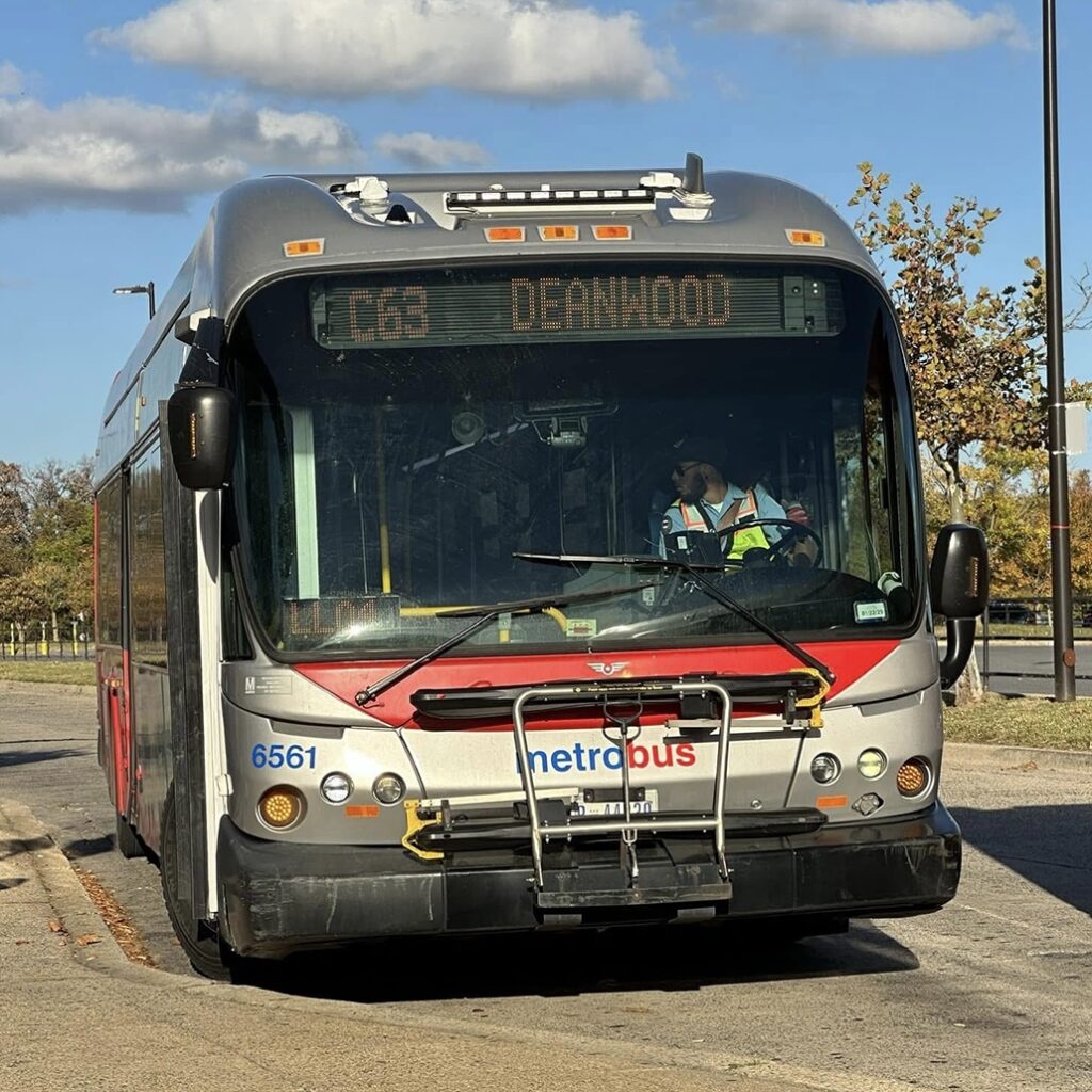 Metro bus with sign C63 to Deanwood