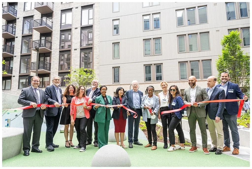 Ribbon cutting for apartment grand opening