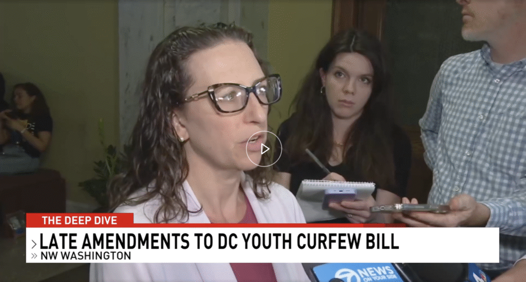 Screenshot of ABC7 story on DC Youth Curfew Bill