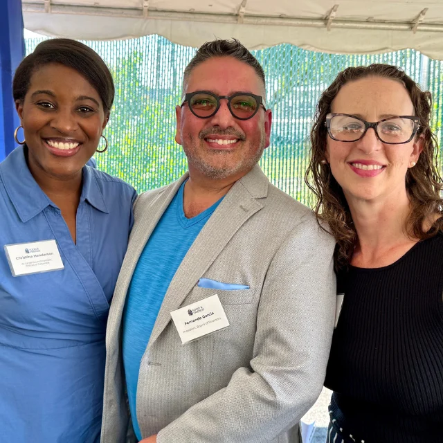 Councilmember Nadeau and two others pose for photo