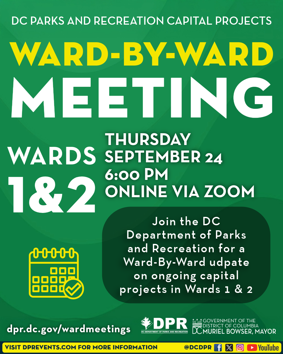 DC Parks & Recreation Capital Projects Ward by Ward Meeting Wards 1 & 2