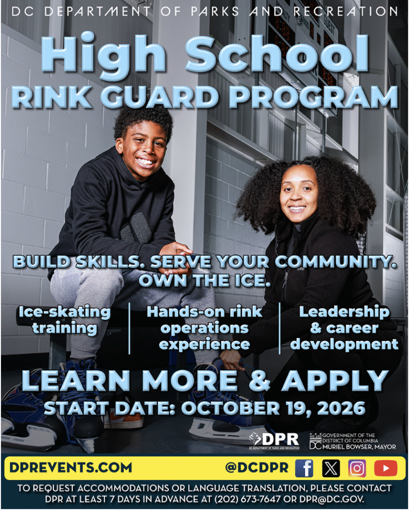 Ice rink volunteer opportunity for students flyer